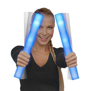 Fun Central - 6 Pack - Blue Led Foam Sticks| In Bulk | For St. Patrick’s Day Party Supplies Birthdays, Weddings, Raves, Edm Concerts, Glow In Dark Party, Sensory Toys For Kids #TOP22