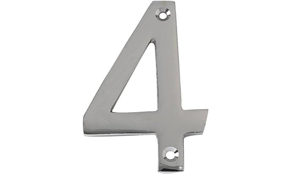 Merriway BH03003 Numeral, 50mm (2 inch) - No. 4, Polished Chrome