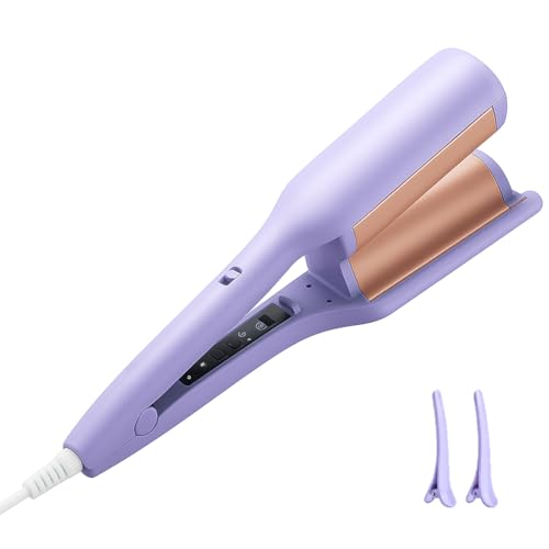 Rizador Pelo Ondas Rizador de Pelo 32mm Plancha Ondas con 4 Temperaturas Ajustables para todo tipo de cabello, Incluye 2 clips (morado)