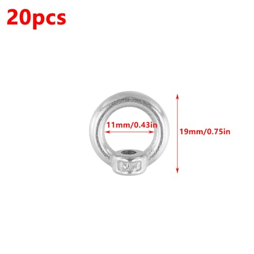 Image of Antrader M4 Lifting Eye Nut for Boating /Industrial Use,Stainless Steel | Metric Ring Shape Lifting Eye Nut,Ideal for construction,engineering,metallurgy