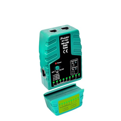 Pro'skit Taiwan Quality MT-7063 PoE & LAN Cable Tester Network Cable Tester PoE Tester-Midspan/Endspan Cable Tester-RJ11/RJ12/RJ45 Tester for Ethernet Cables and determining Continuity(MT-7063)