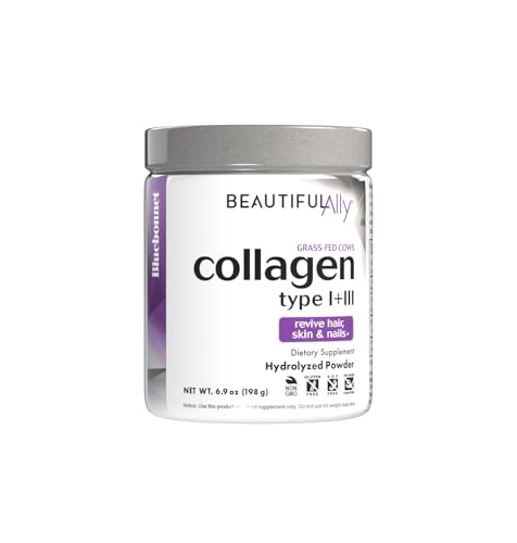 Bluebonnet Nutrition Beautiful Ally Collagen Powder, Hydrolyzed Collagen from Grass Fed Cows, Collagen Peptides Type 1 & 3, Non GMO, Gluten Free, Soy Free, Milk Free, 28 Servings, Unsweetened, 6.9 Oz