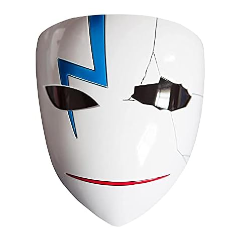 Darker Than Black Mask, Halloween Cosplay Props Smile Resin Mask ABS Plastic Realistic Mask Japanese Anime Darker Than Black Party Broken Mask for Halloween Carnival Cosplay Cover