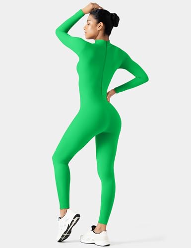 Image of speerise Women Bodysuit Rompers Long Sleeve Jumpsuits Leotards One Piece Tummy Control Yoga Workout Outfits