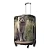 QSMBNET Travel Luggage Cover Gray Cat in Flower Field Spandex Suitcase Protector Washable Baggage Covers Fashion Elastic Scratch-Resistant Luggage Cover Protector Fits 18-32 Inch Luggage