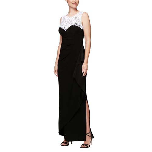 Image of Alex Evenings Women's Long Column Dress with Sweetheart Neck (Petite and Regular)