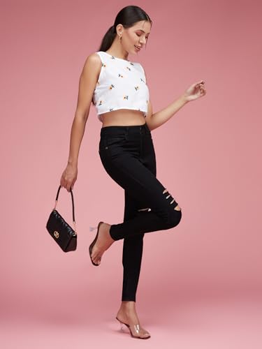 Image of Miss Chase Women's Skinny High Rise Cropped Stretchable Denim Jeans