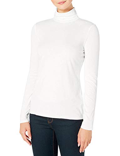 TAIPOVE Turtle Neck Top for Women White Long Sleeve Shirt Mock Turtleneck Slim Pullover Tops