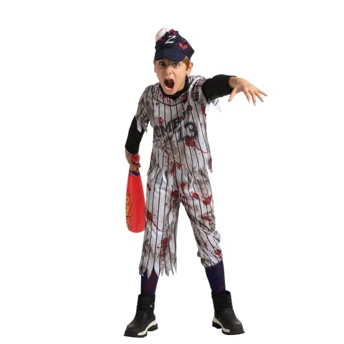 Disfraz completo de jugador de béisbol zombi para niños miniatura 4
