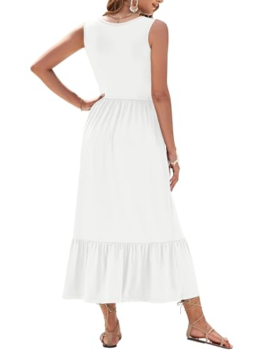 AUSELILY Womens Summer Dresses 2025 Sleeveless Maxi Dress Square Neck Casual Tiered Long Dress with Pockets3