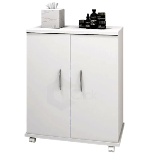 Armário Multiuso Móvel com Rodízios, 4 Prateleiras, Branco, para Cozinha e Sapatos