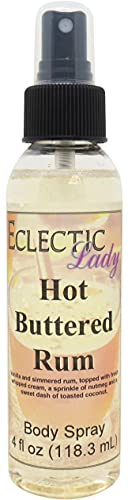 Eclectic Lady Hot Buttered Rum Body Spray, 4 ounces, Body Mist for Women with Clean, Light & Gentle Fragrance, Cologne with Soft, Subtle Aroma For Daily Use