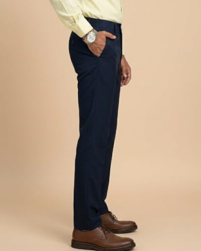 Image of SaintX Men's Premium 4-Way Solid-Stretchable Formal Pants | Performance Grade Pro Weave Anti-Wrinkle Fabric | Slim Fit Trouser | Shirt Gripping Expandable Waistband | Executive Office Wear (ST02)