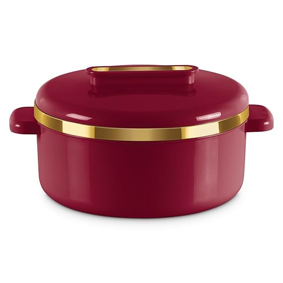 Curve Regular Inside Stainless Steel Casserole 1500 | BPA Free | Food Grade | Easy to Carry | Easy to Store | Keeps Food hot & Fresh Chapati, Roti, Biryani |Daily Use Kitchen Diwali Gift Item (1300 ml) Pack of 1 Maroon by Generic - Used condition - US$27.65