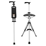 【2WAY ステッキチェア】アウトドア・登山・敬老の日ギフトに 杖＆椅子一体型 折りたたみ 軽量 耐荷重120kg ブラック