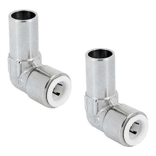 Pipestation Radiator Valve Pipe Reducer 15mm to 10mm Reducing 90° Elbow – 2 Pack | Pushfit Chrome Radiator Valves 90 Degree Elbow | Corner Radiator Valves 90° Elbow for Radiator & Towel Rail Valves