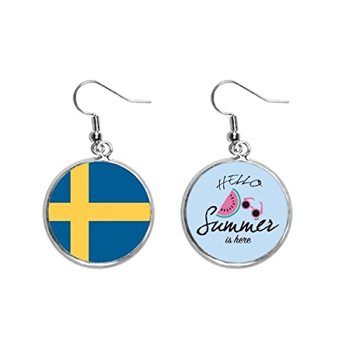 Pendientes de sandía estilo bandera de Suecia para moda de verano en Europa