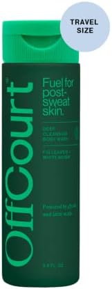 OffCourt Sulfate-Free Body Wash for Men & Women - Non-Drying Exfoliator with Glycolic & Lactic Acids Leaves Skin Fresh & Smooth with Fig Leaves and White Musk Scent, 3.4 Fl. Oz (Pack of 1)