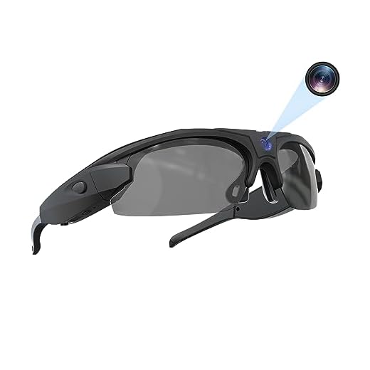 RERBO Óculos de sol para câmera, óculos de vídeo WiFi HD 1080p com lentes polarizadas UV 400 para ciclismo, acampamento, dirigir, viajar (inclui cartão de 32 GB)