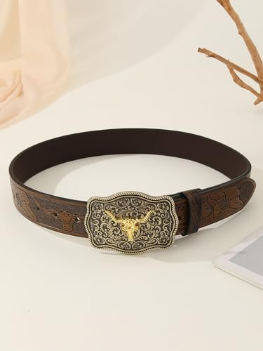 Image of Verdusa Women's Vintage Western Leather Buckle Belt