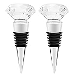  2 Packungen Dekorativ Kristall Wein Flaschenverschluss Wiederverwendbarer Weinstopfen Diamant Weinsparer mit Geschenkbox für Hochzeit, Bar, Weihnachtsfeier