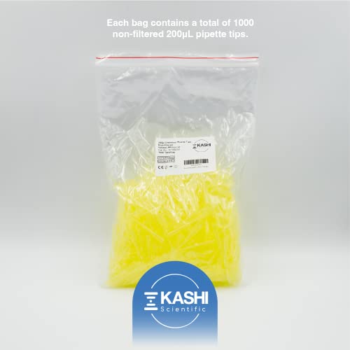 Image of Kashi Scientific 200uL Universal Non-Filter Pipette Tips, Sterile Low Binding Yellow Pipet Tips with Graduation, DNase /RNase Free [200uL, 10,000pcs]