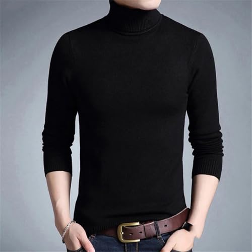 Men's High Neck Sweater Double Collar Pullover Slim Fit Knitwear Warm Winter Casual Jumper2