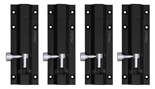 Image of Plantex Stainless Steel 4 inch Tower Bolt /Tower Bolt for Home,Offices Doors and Windows /Tower Bolt for Main Door /Door Latch /Kundi /Chitakini /Door Latch for Windows (Black Finish, Pack of 4)