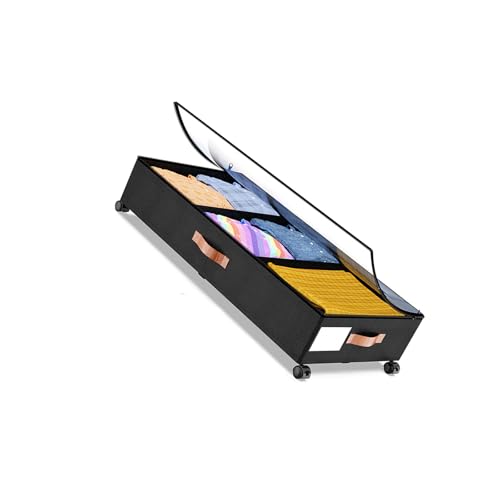 ZEPFJHE Caja organizadora debajo de la cama con compartimentos personalizables y para almacenamiento de ropa de temporada con rueda