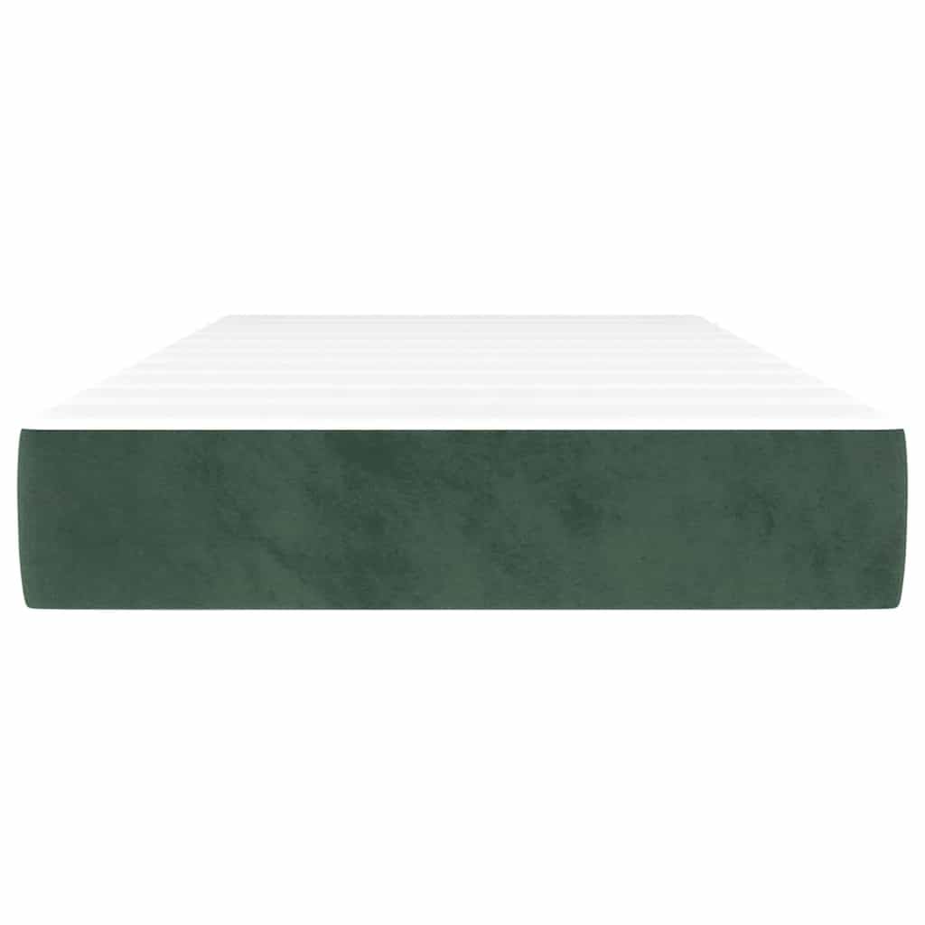 Materac ze sprężynami kieszeniowymi, średni, ciemnozielony, 100 x 210 x 20 cm, aksamit, ergonomiczny, oddychający, zimna pianka, pianka memory, visco, do sypialni i łóżka dla gości na stelażu