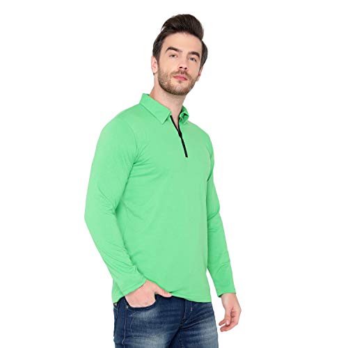 Image of Men's Cotton Blend Full Sleeve Zip Neck Polo T-Shirt (Pack of 1)