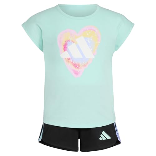 Image of adidas Girls' Graphic Tee Shirt and Mesh Short Set
