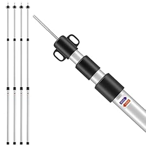 Tente Camping Accessoires Voile d ombrage de Perche telescopique réglable Barre Aluminium Trois Sections.pour Mat Voile d’ombrage Toile ombrage Toile de Rechange pour Parasol Jardin Camping tarp