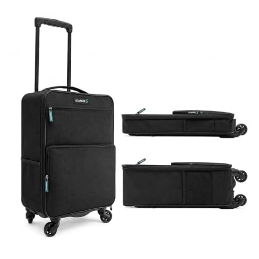 SCAPADE AirSlim 55 cm Handgepäck, ultraleicht, 1,9 kg, 4 Räder, zusammenklappbarer Handgepäck, 39 l Fassungsvermögen, spritzwassergeschütztes 1680D Polyester, Laptoptasche, Flugkabine zugelassen