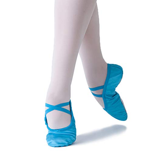 Msmax Girls Ballet Shoes Satin Performa Dance Slippers For Kids Blue 12 M Us Little Kid #TOP3