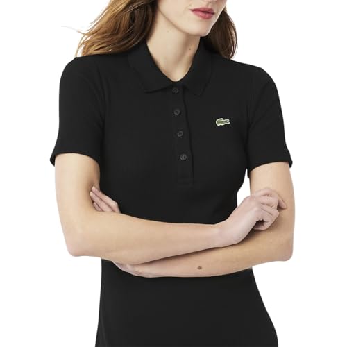 Image of Lacoste Women's Long Ribbed Cotton Polo Dress