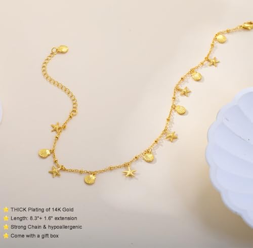 Image of Ankle Bracelets for Women 14K Gold Sterling Silver Plated Anklets for Women Waterproof Dainty Anklets with Cubic Zirconia,Clover, Forever Love Knot, Chains Trendy Everyday Anklet Beach Summer Jewelry Gift