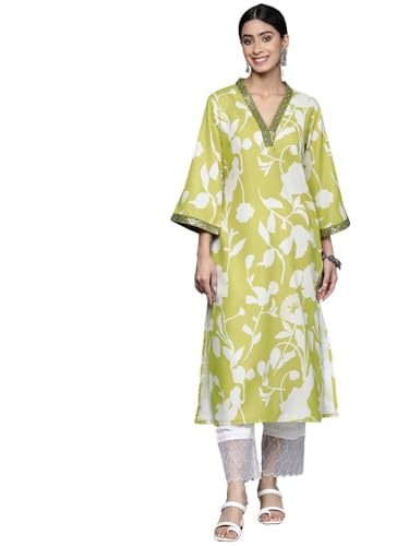 Image of rytras Women Rayon Embroidered Printed Straight Kurta Pant Set