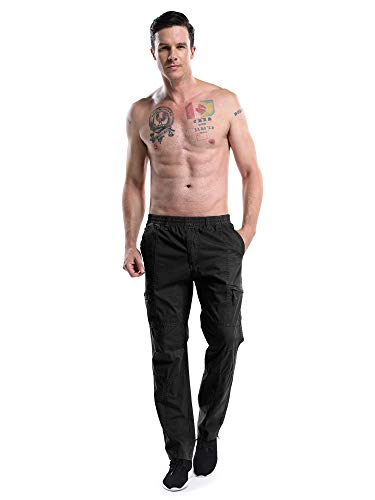 OCHENTA Men's Lightweight Casual Pants Elastic Waist Pull On Work Travel Slacks2
