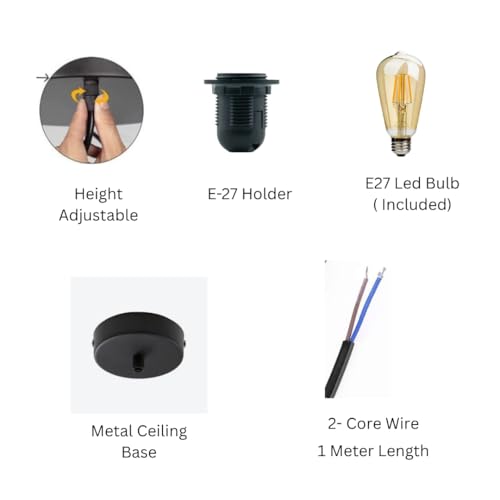 Image of Pendant Lamp 3D Printed for Home Decoration | Hanging Ceiling Light for Bedroom, Living Room, Dining Space | Stylish Modern Lamp for Ambient Lighting and Interior Design (Balck)
