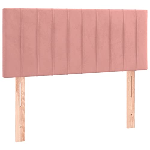 vidaXL Cabecero Tapizado Cama Antimancha Acolchado Protector Cubierto Elástico Prueba Polvo Dormitorio de Terciopelo Rosa 90x5x78/88 cm