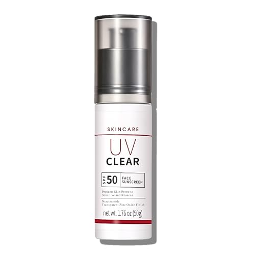 Mineral Sunscreen SPF 50 Face Zinc Oxide Sunscreen for Sensitive Skin Daily Sun Cream SPF 50 UV Clear Broad-Spectrum Lightweight Non-Greasy No White Cast Perfect Under Makeup 50ml