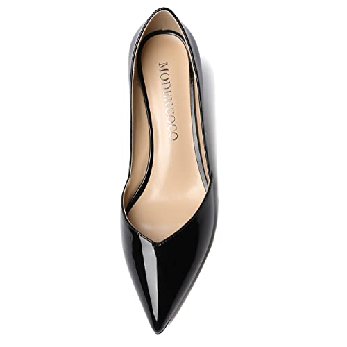 MODENCOCO Women's Patent Dress Work Wedding Pointed Toe Slip On Stiletto Mid Heel Pumps Shoes 2.5 Inch3