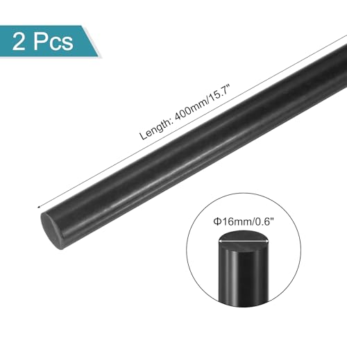 Image of MECCANIXITY ABS Plastic Rod Round Solid Bar 16mm x 400mm Black for DIY Model Material, Architectural Model Making, DIY Sand Table, Pack of 2 Pcs