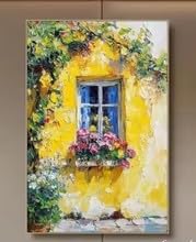 LIRHIQYGF Canvas Wall Art Countryside Oil Painting on Canvas Original ColorfulTexture Wall Art Modern Flower Pictures(60x90cm/Frame)
