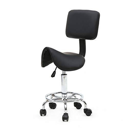 Tabouret de Bureau Tabouret à roulettes Professionnel avec Dossier Rotation à 360° Tabouret de Selle Hauteur Réglable pour Salon de Massage Cuisine Bureau...