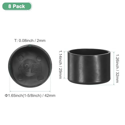 Image of M METERXITY 8-Pack Chair Leg Caps, 1-5 /8 Inch(42mm) PVC Chair Leg Floor Protectors for Folding Chairs /Metal Chairs /Furniture Table /Hardwood Floors, Round Non-Slip Cover End Tips [Black]