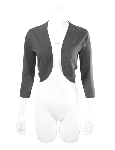 Image of Allsense Women's 3 /4 Sleeve Bolero Shrug for Dresses | Open Front Cropped Cardigan, Lightweight Knit Dress Cover Up