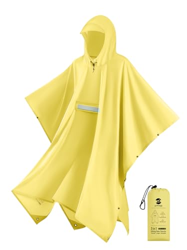 Image of SaphiRose Extra Thick Hooded Rain Poncho Double Layer Waterproof Raincoat Jacket for Men Women Adults