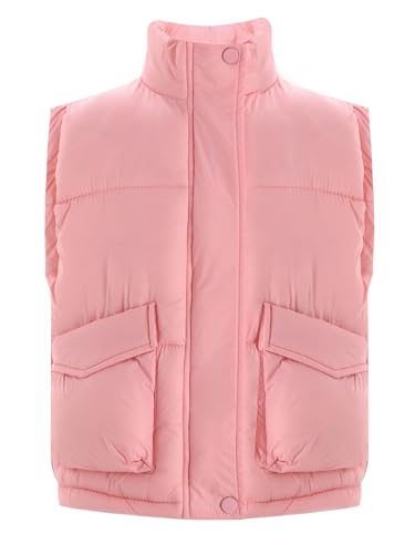 JanJean Puffer Vest Jacket for Girls Thermal Padded Overcoat Kids Sleeveless Stand Collar Lightweight Coat Outerwear4